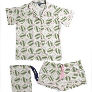 Katie Kime/Plus Pickleball Pajama Top And Shorts Set